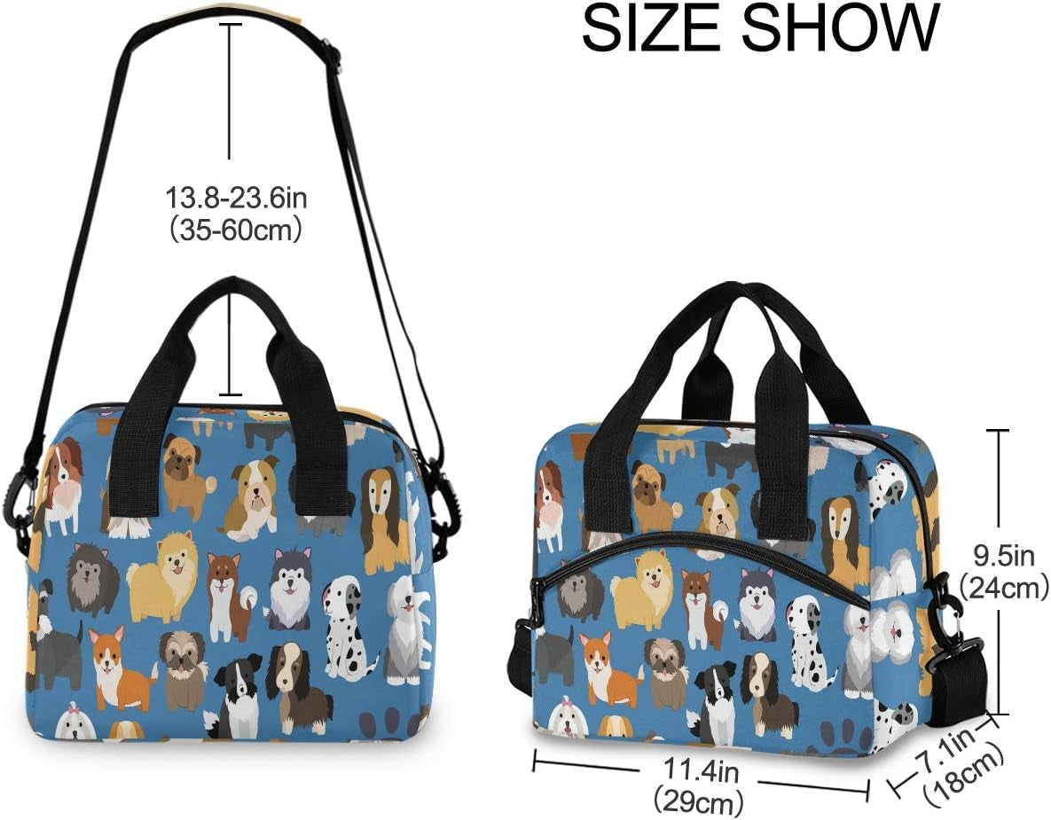 Dog and Puppy Set Lunch Bags for Women Cartoon Animal Lunch Tote Bag Lunch Box Water-Resistant Thermal Cooler Bag Lunch Organizer for Working Picnic Beach Sporting