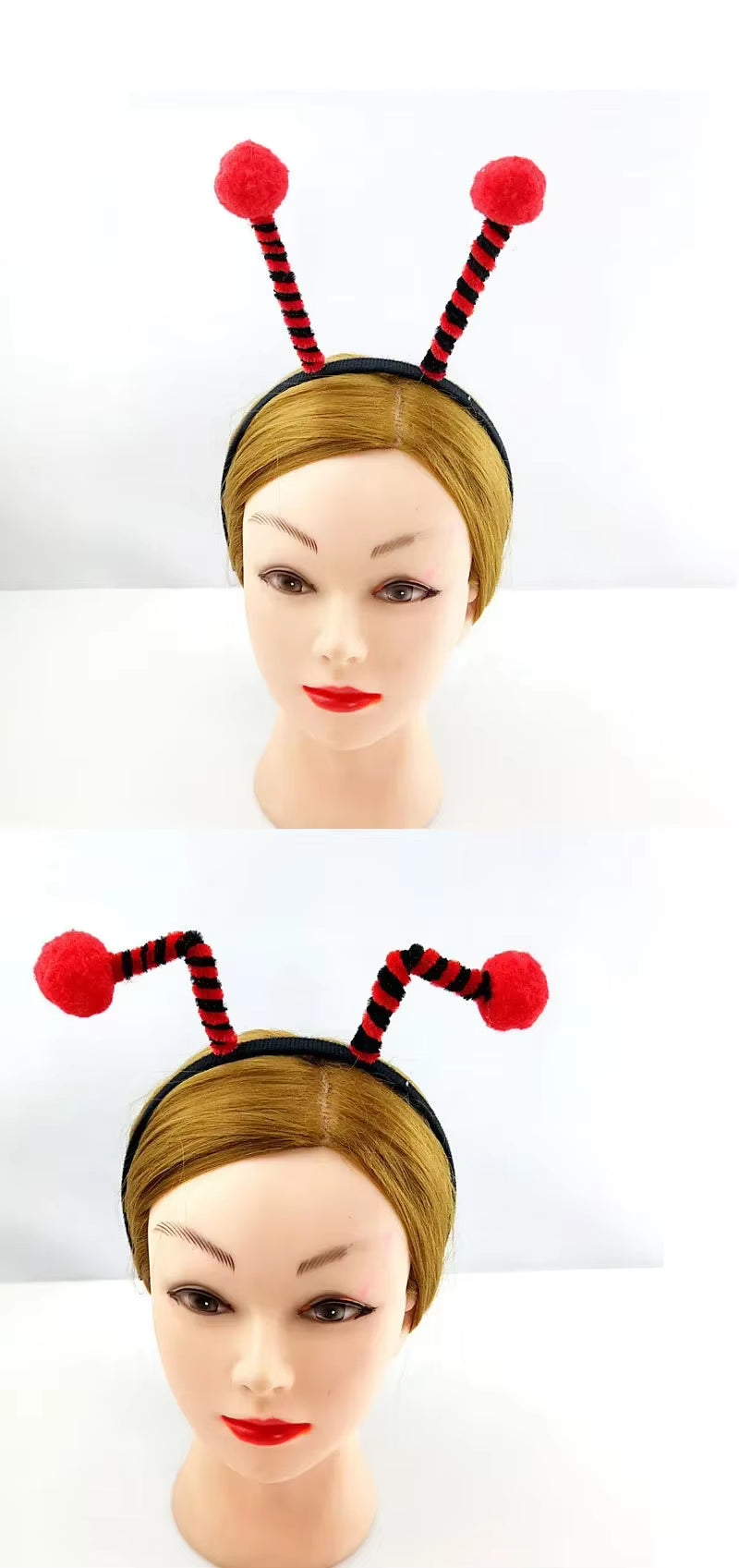 Adults Kids Plush Cartoon Bee Antennas Headband Fluffy Pompom Ball Birthday Party Cosplay Costume Christmas Halloween