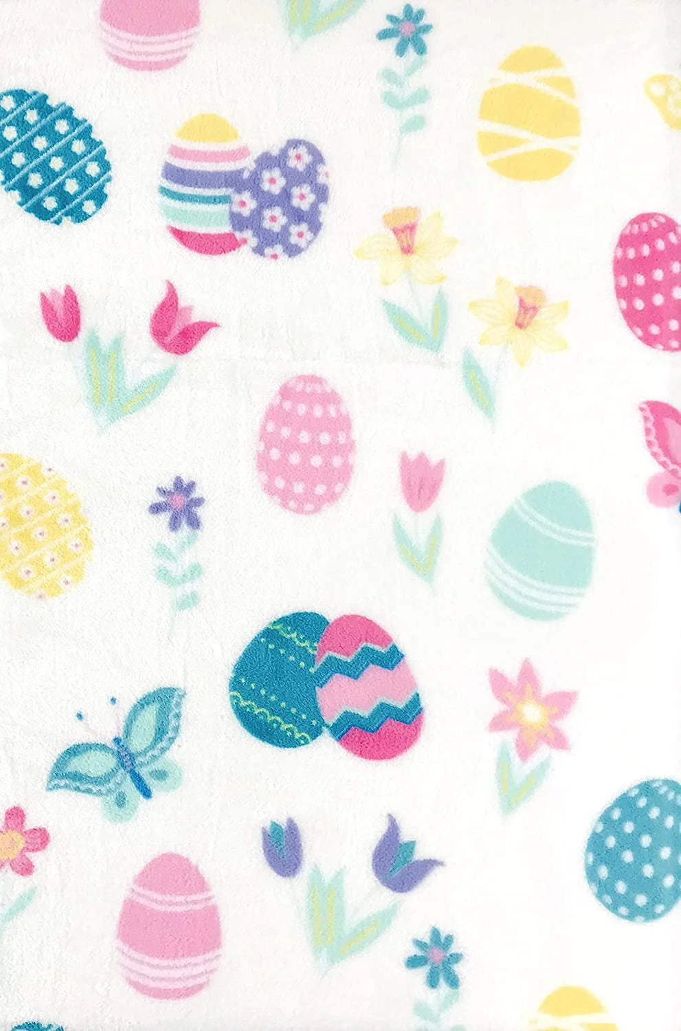 Easter Spring Flowers and Eggs Velvet Fleece Throw Blanket, 50" X 70"