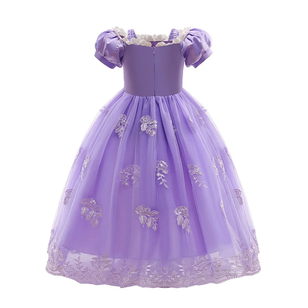 Princess Sofia Dress for Girl Rapunzel Cosplay Halloween Costume Puff Sleeve Layerd Dresses