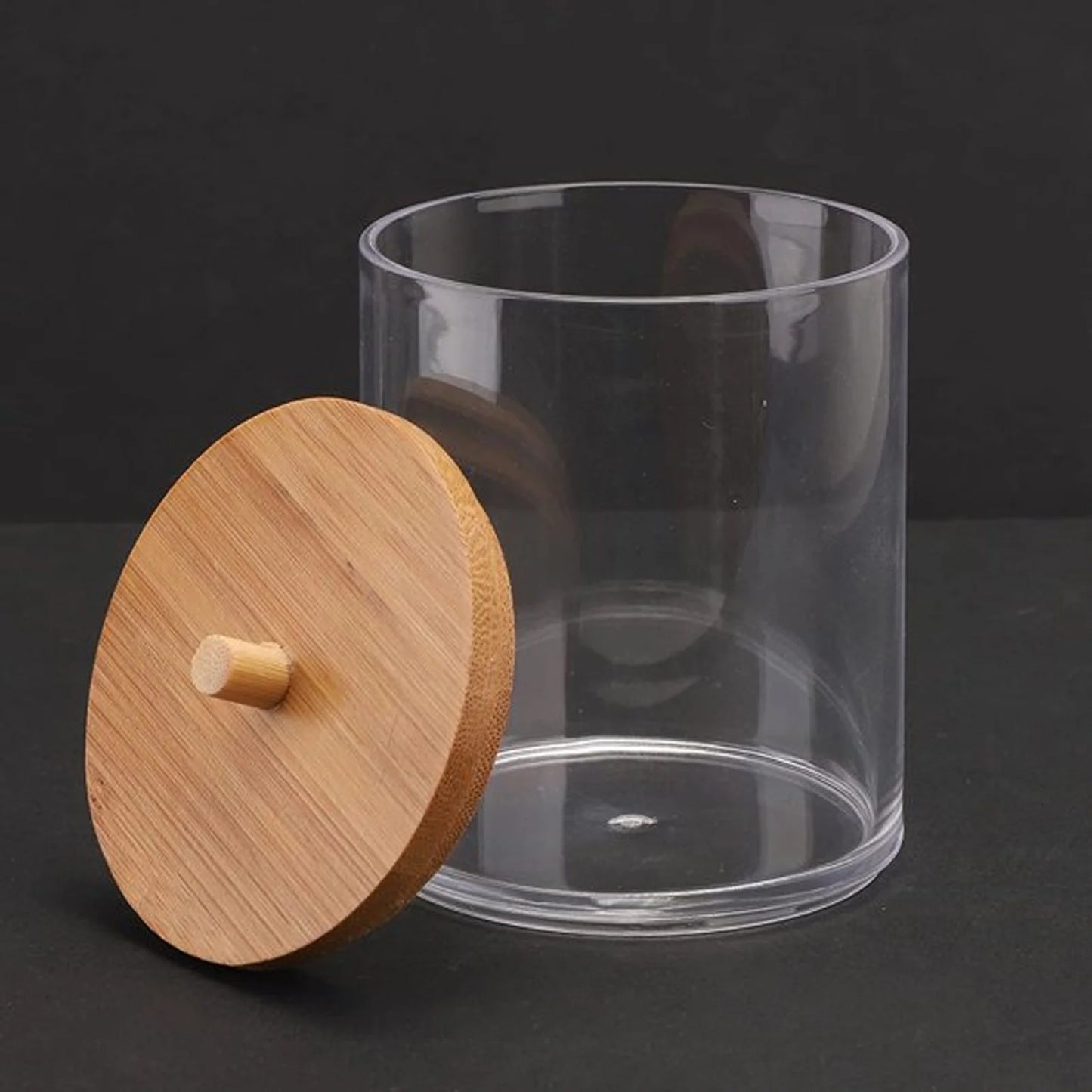 Acrylic Holder Dispenser Bathroom Jars with Lids Cotton Ball Pad round Holder for Bathroom Accessories Storage Organizer