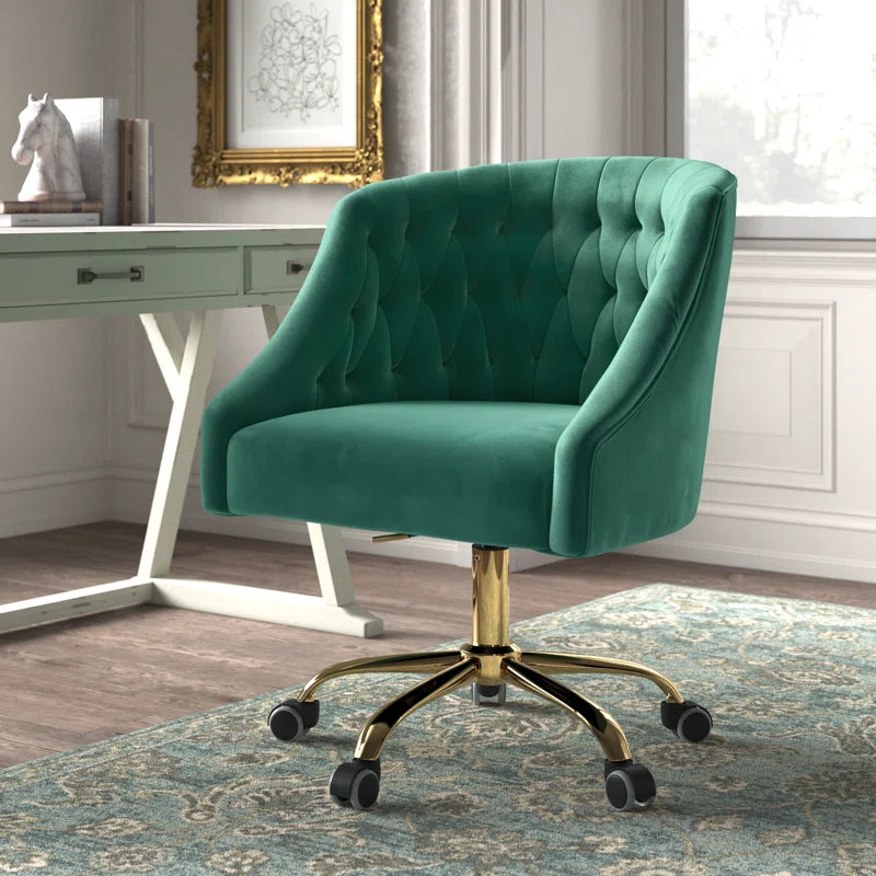 Louise 35.5'' H Velvet Hand-Curated Task Chair with Button Tufted