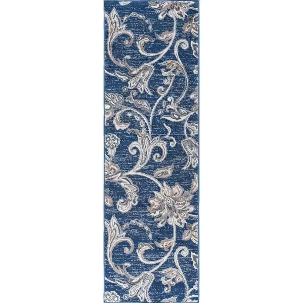 Madison Floral Gray 6 Ft. round Indoor Area Rug
