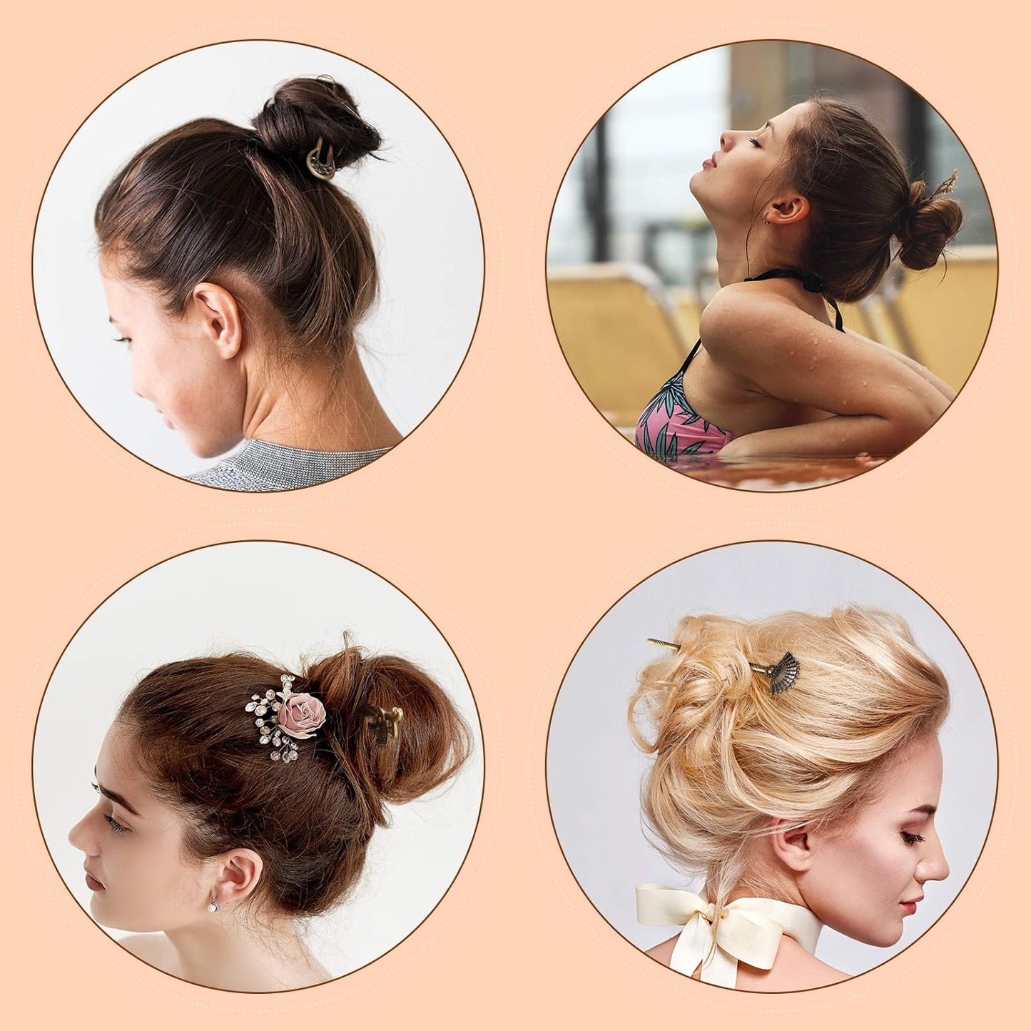 4 Pieces Retro Silver Celtic Hair Slide Hairpins and 11 Pieces Vintage Bronze Viking Hair Sticks Hair Accessories for Women Girls