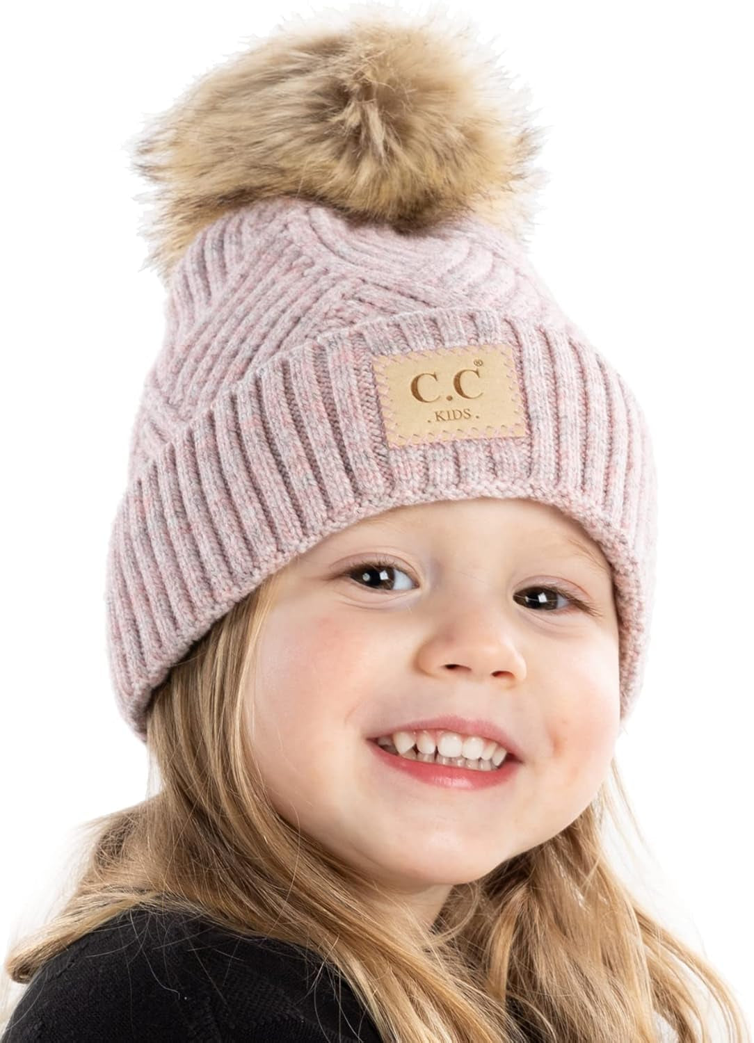 Cozy Toddler Cable Knit Pom Beanie - Warm Winter Hat for Kids