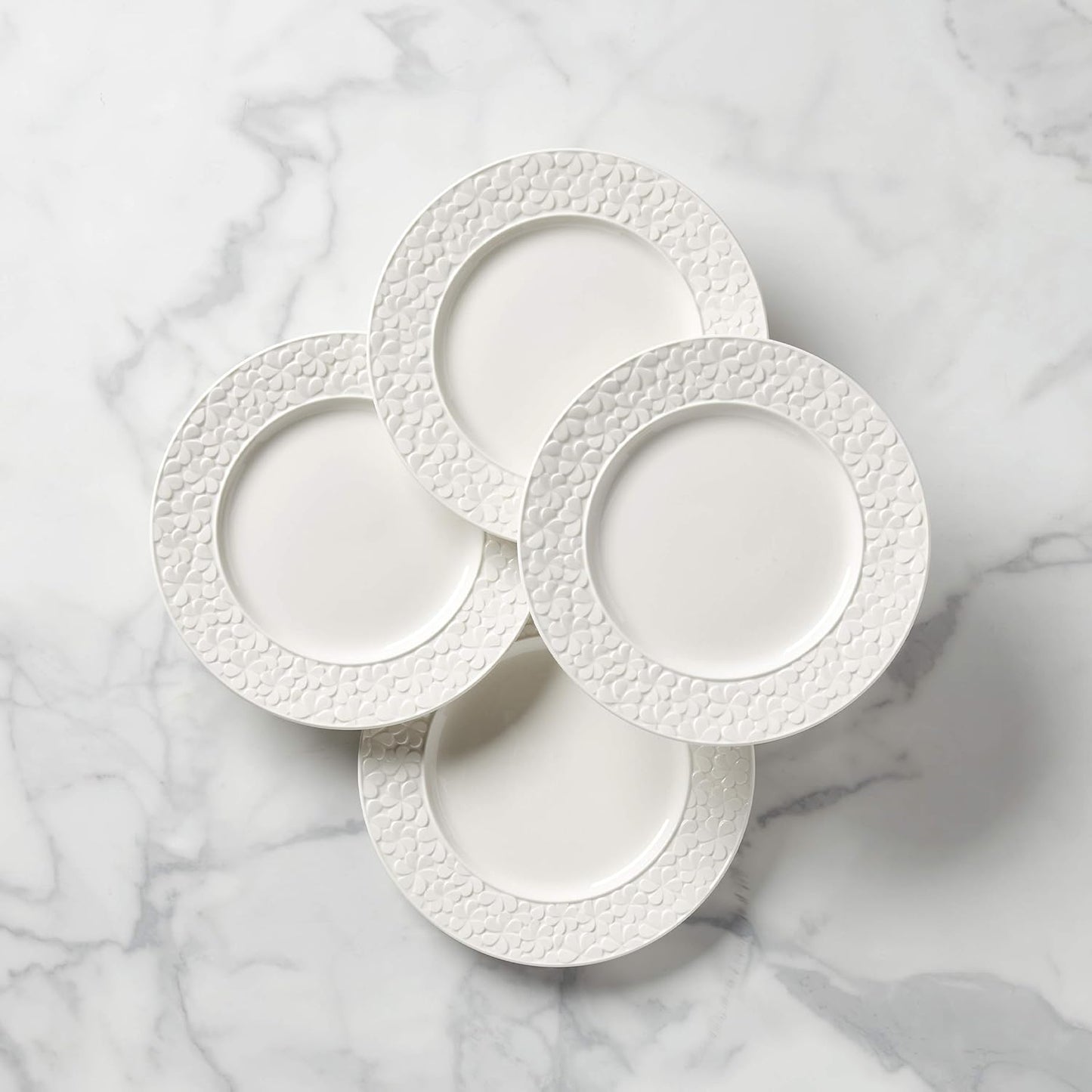 Blossom Lane 4-Piece Accent Plate Set, 4.10 LB, White