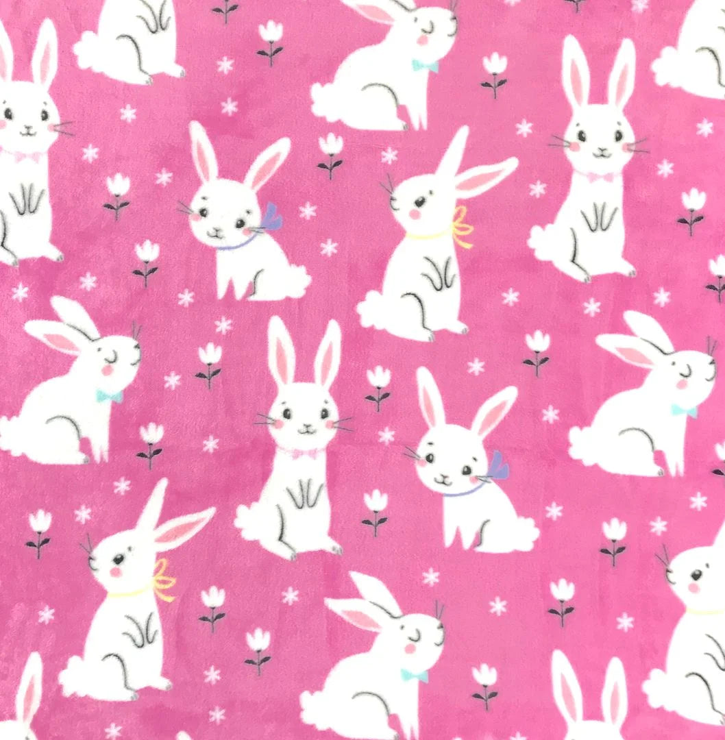 Spring Throw Blanket, Soft Cozy Velvet Fleece, Pink Blue White, 50" X 60" Inch