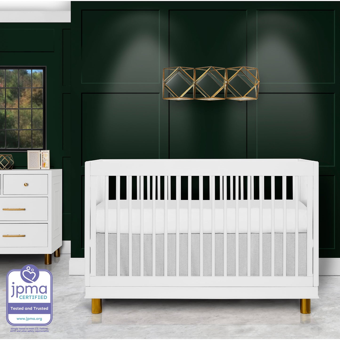 Art Deco Crib in White/Gold