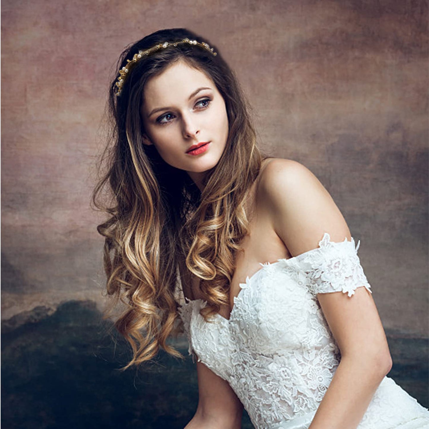 Bridal Headpiece - Gold Rhinestone Headband with Crystals, Wedding Hair Accessories for Brides and Bridesmaids
