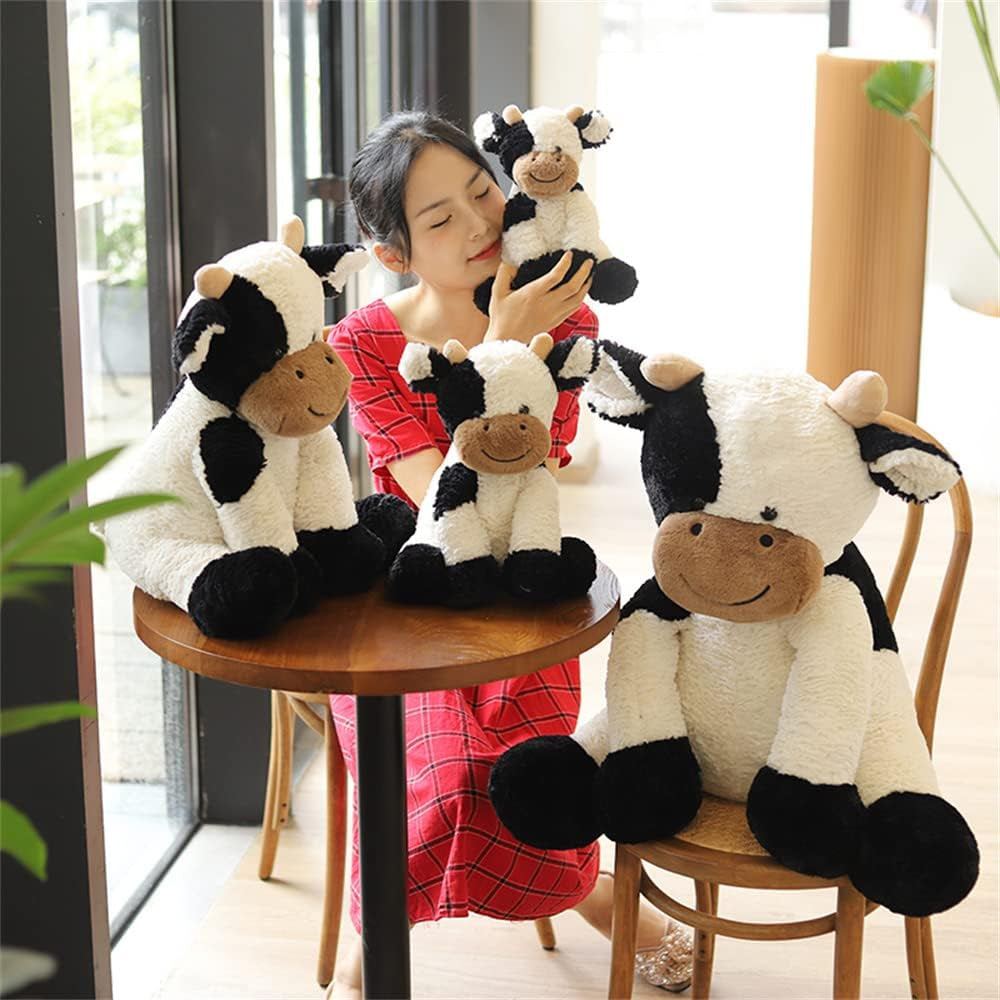 Cow Year Plush Toy Cute Cattle Stuffed Animals Cattle Soft Doll Kids Toys Birthday Gift for Children Easter, Thanksgiving, Christmas, New Year'S Gifts (Black and White, 50Cm/19Inch)