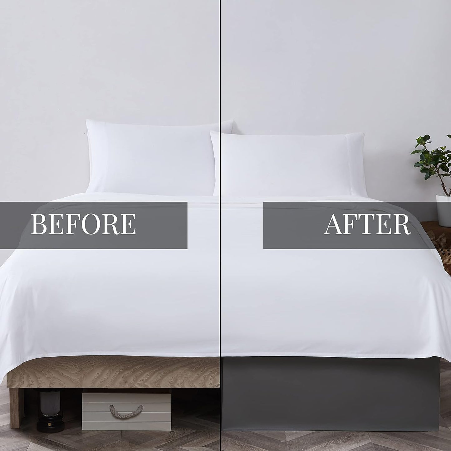Full Size Bed Skirt, 15-Inch Drop Pleated Bed Skirt for Full Mattress, Dust Ruffle for Full Size Bed, Slate