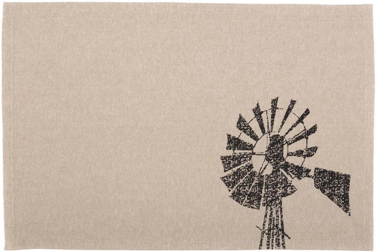 Sawyer Mill Windmill Placemats, Black, 12X18, Set of 6