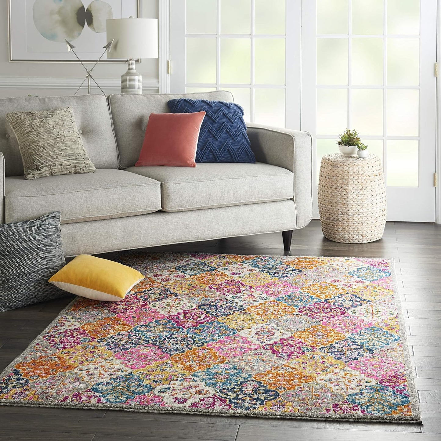 Passion Multicolor Bohemian Colorful, Farmhouse Area Rug 5'3"X7'3"