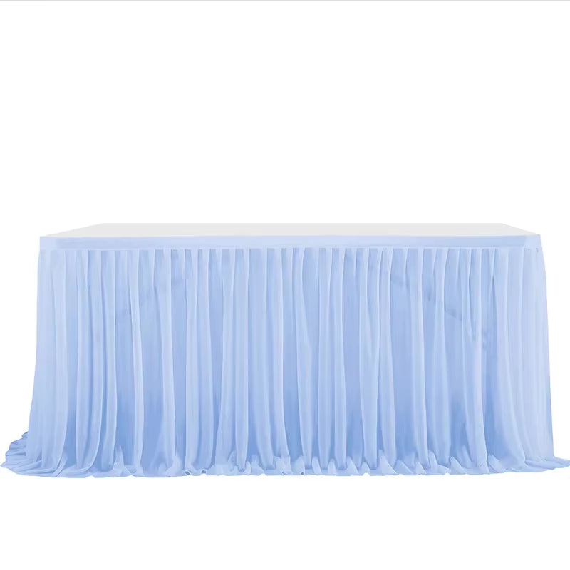 6/9FT Party Table Skirt Birthday Pleated Dessert Tablecloth Cover Wedding Festive Table Skirting Baby Shower Home Table Decor