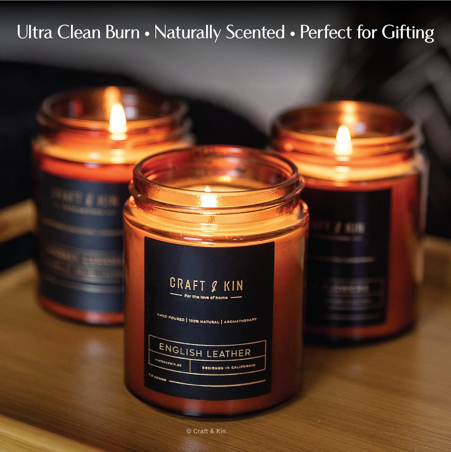 English Leather Scented Candles for Men & Women | Soy Candles for Home Scented,Leather Candle, Men Candles for Bedroom, 8 Oz 45 Hour Burn Long Lasting Candles, Masculine Candle, Mens Candles for Home