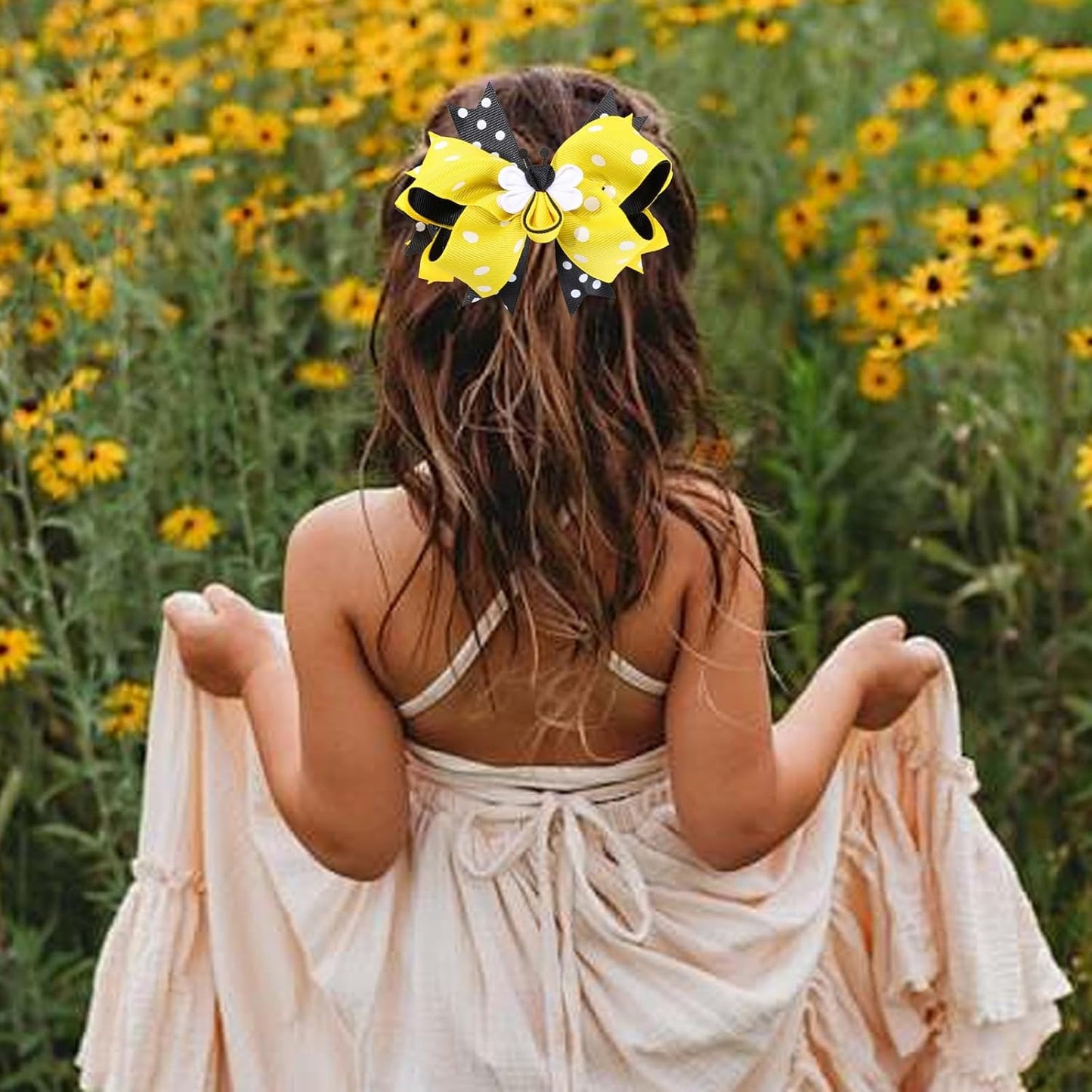 Cute Bows for Girls: Yellow Bee Hair Accessories, Ribbon Hair Clips, and Spring Barrettes for Hair Decorations