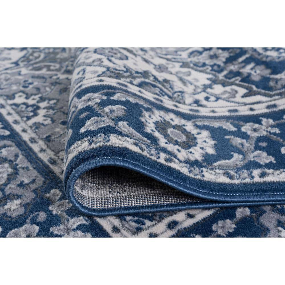 Madison Oriental Navy 8 Ft. round Indoor Area Rug