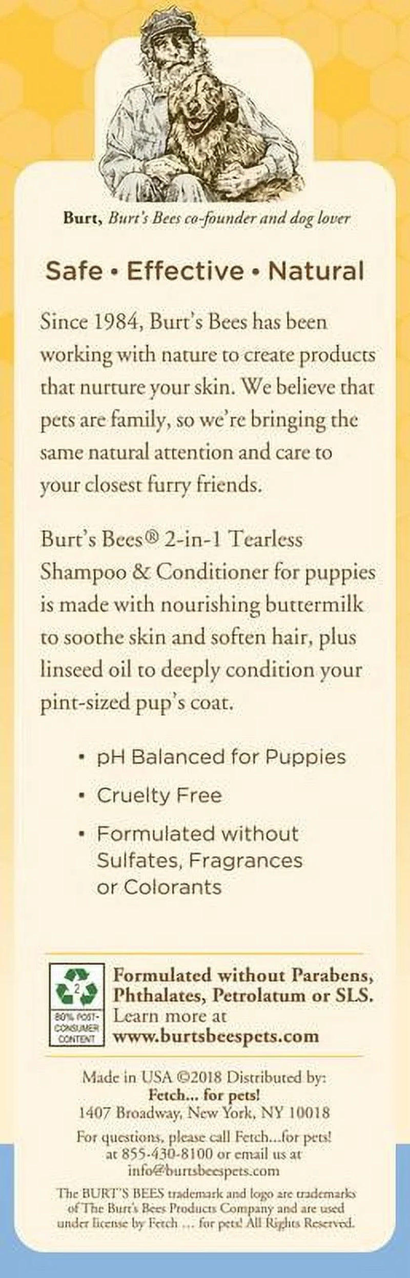 Natural Pet Care Tearless 2 -1 Dog Puppy Shampoo Conditioner Buttermilk and Linseed Oil