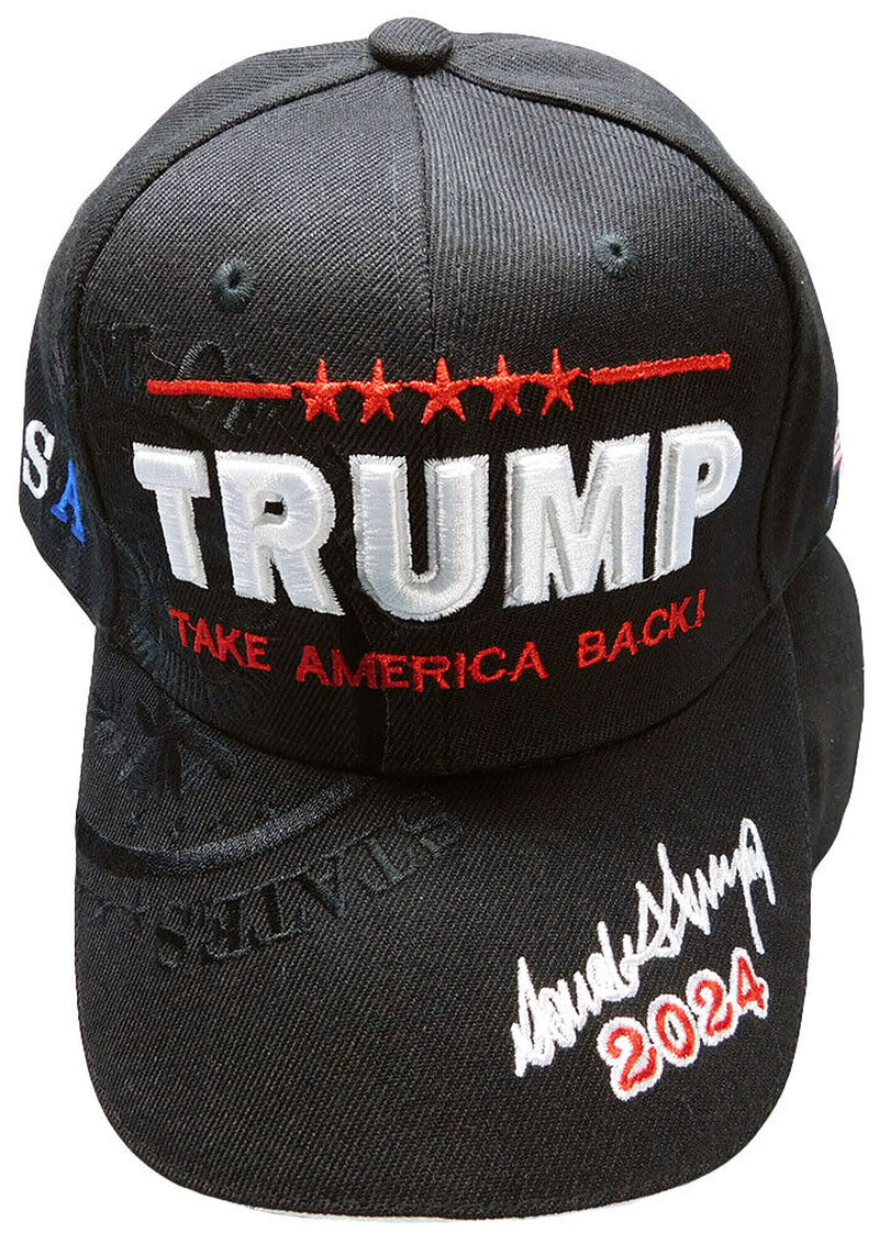 New Adjustable Trump 2024 Embroidered Hat Baseball Cap Black US