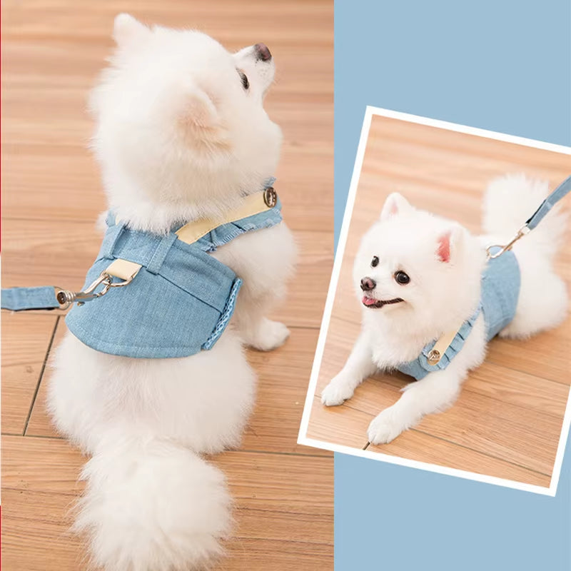 Cute Pet Dog Harness Leash Set Pet Chest Strap Breathable Dog Leash Walking Rope for Small Dogs Pomeranian Pet Vest Harness Rope