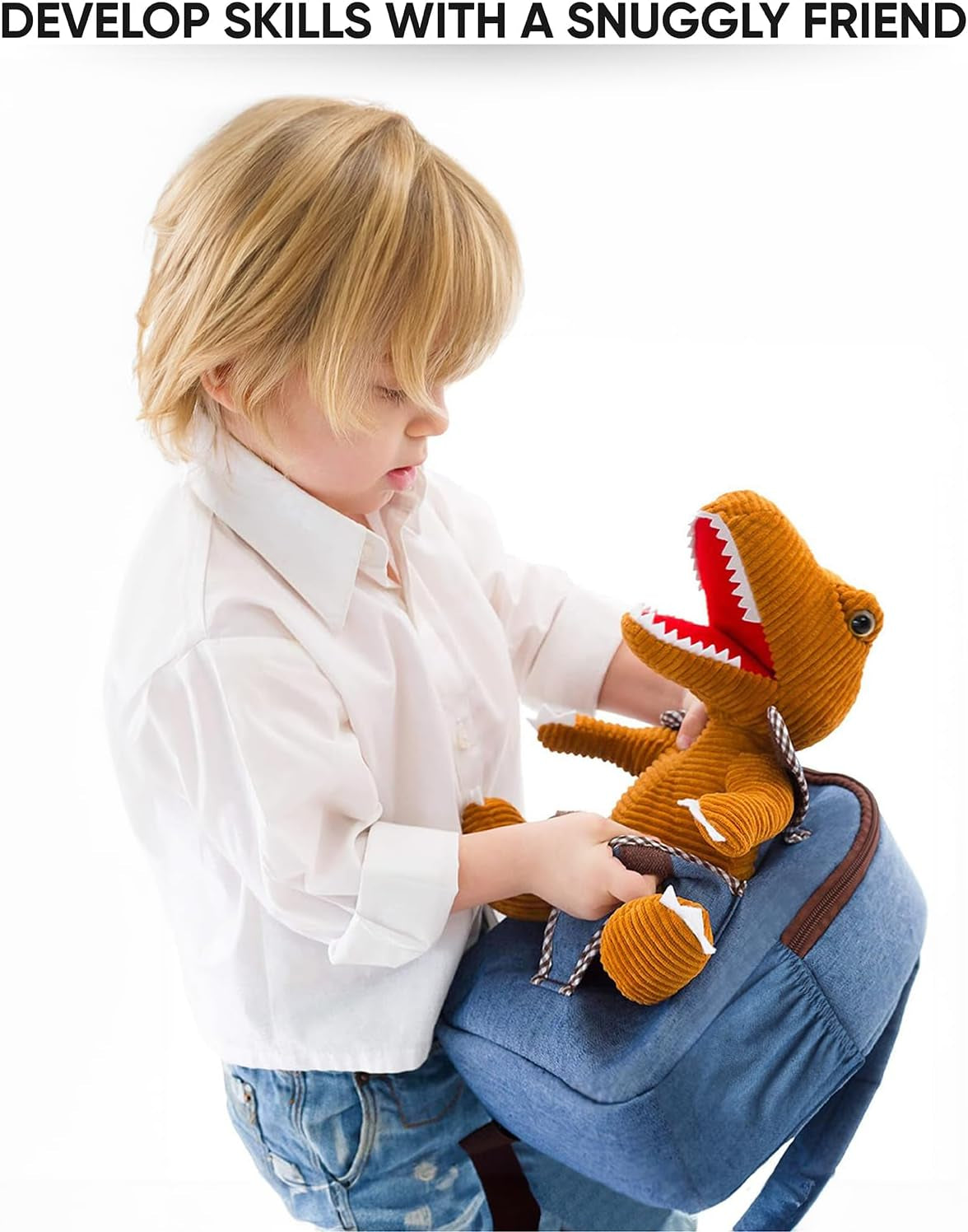 Dinosaur Backpack for Kids 3-5, Toddler Backpack for Boys with Detachable Dinosaur Toy with Pockets and Reflective Logo Patch