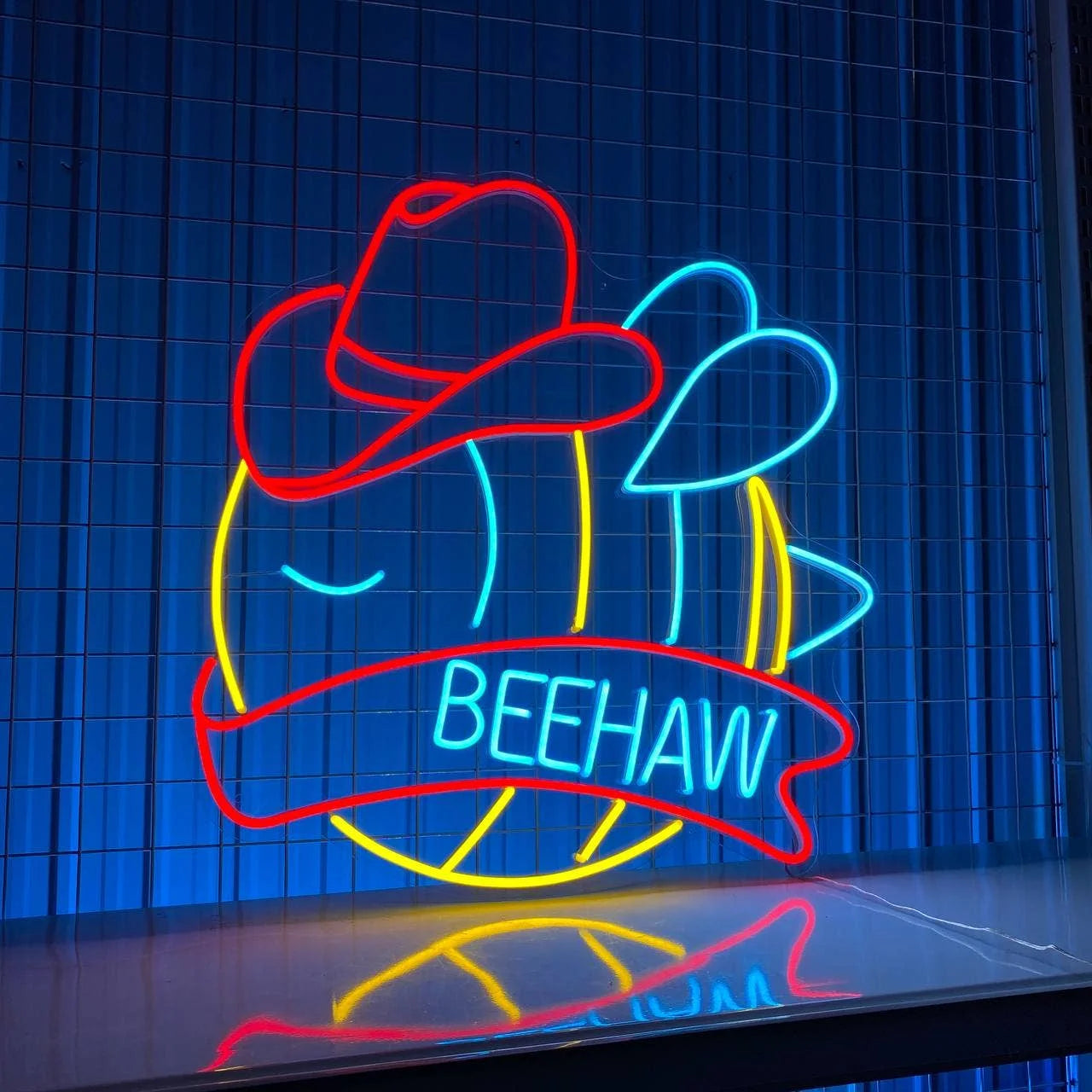 Bee Hat Cowboy Neon Sign, Cowboy Lover Gifts, Bee LED Sign