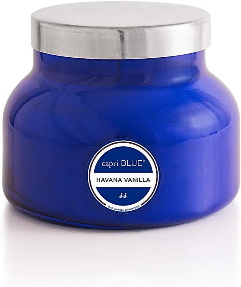 Signature Jar Candles - Long Lasting Soy Wax Blend - Luxury Tropical Scented Candles - Comes in Blue Decorative Glass Jar (Havana Vanilla, 8 Oz)