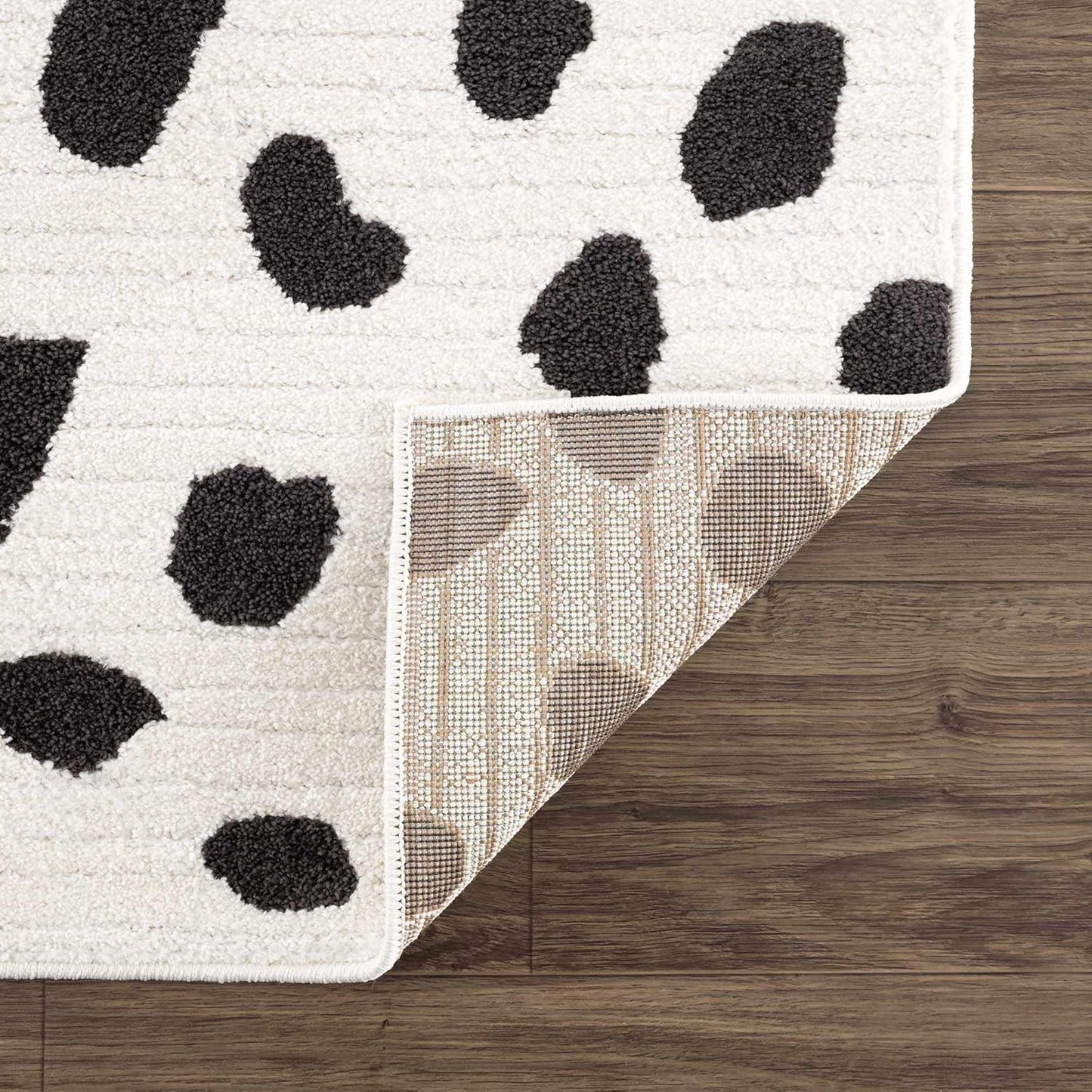 Tariffville Modern Animal Print Dalmatian Style Area Rug for Living Room, Bedroom, Kids Room, Nursery - High Pile Carpet - Black and White, Charcoal - 5'3" X 7'3" (5X7)