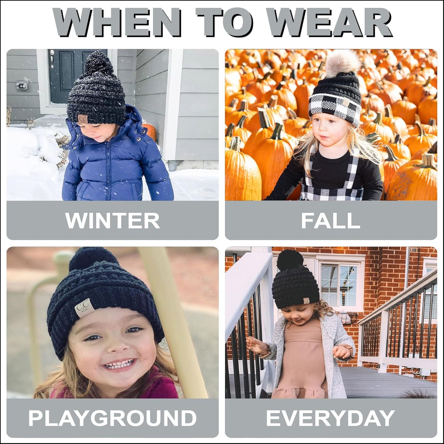 Cozy Toddler Cable Knit Pom Beanie - Warm Winter Hat for Kids