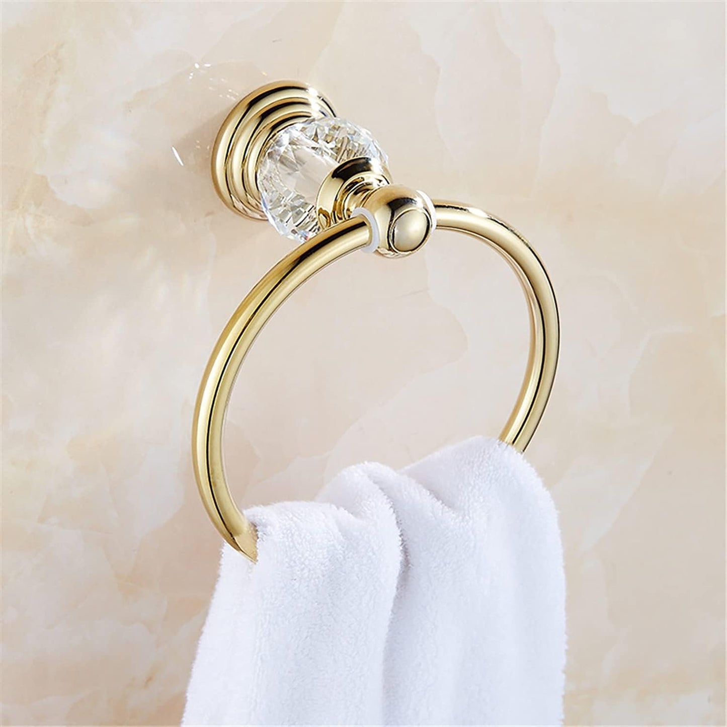 Crystal Bathroom Accessories, Gold Towel Bar Set Toilet Paper Holder Towel Ring Coat Hooks Shinny Bathroom Hardware Wall Mounted 4 Pieces with Crystal Ball Base