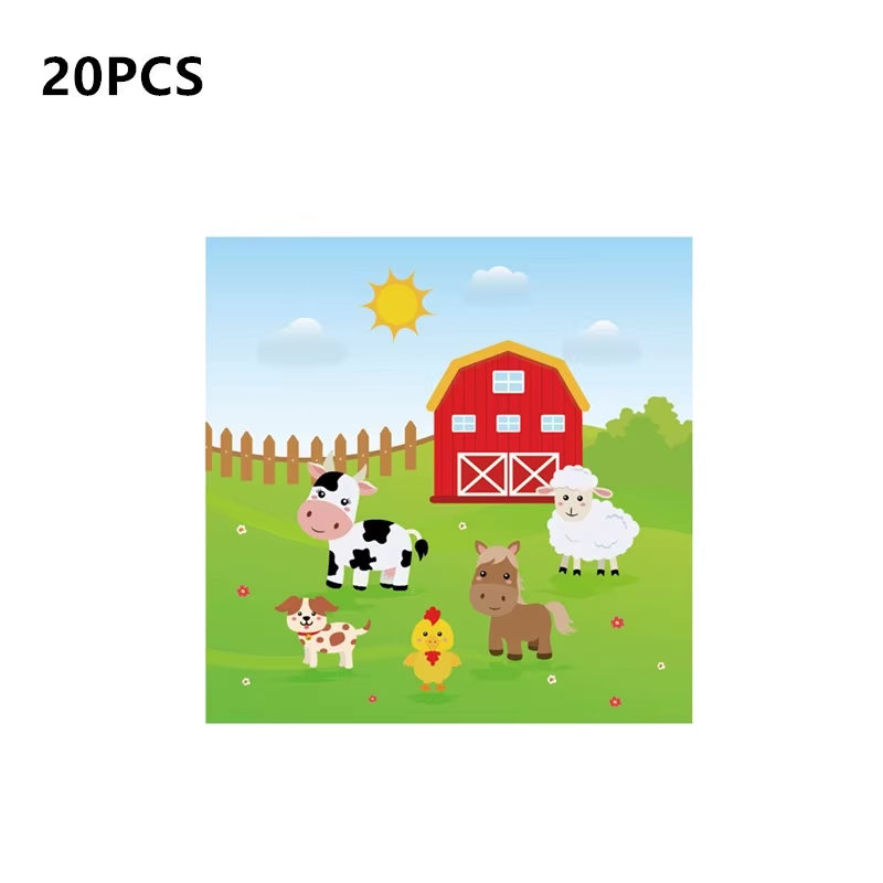 Baby Shower Farm Animals Theme Party Favors Decorations with Balloon Cartoon Disposable Tableware Sets Birthday Party Supplies