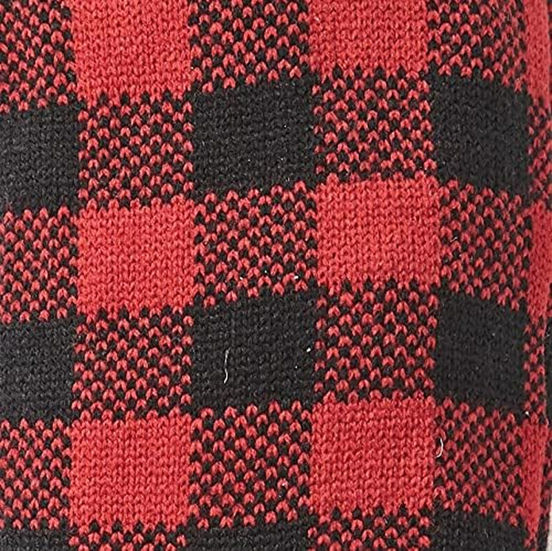 Knit Christmas Stockings - Buffalo Checker Farmhouse Holiday Decor - Red/Black