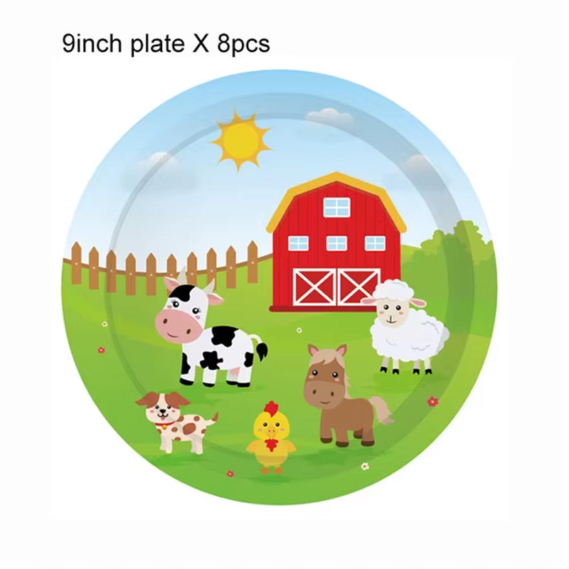 Farm Cow Theme Birthday Party Animal Party Cow Decoration Disposable Cups Plates Flags Tablecloth Baby Shower Balloon Decoration