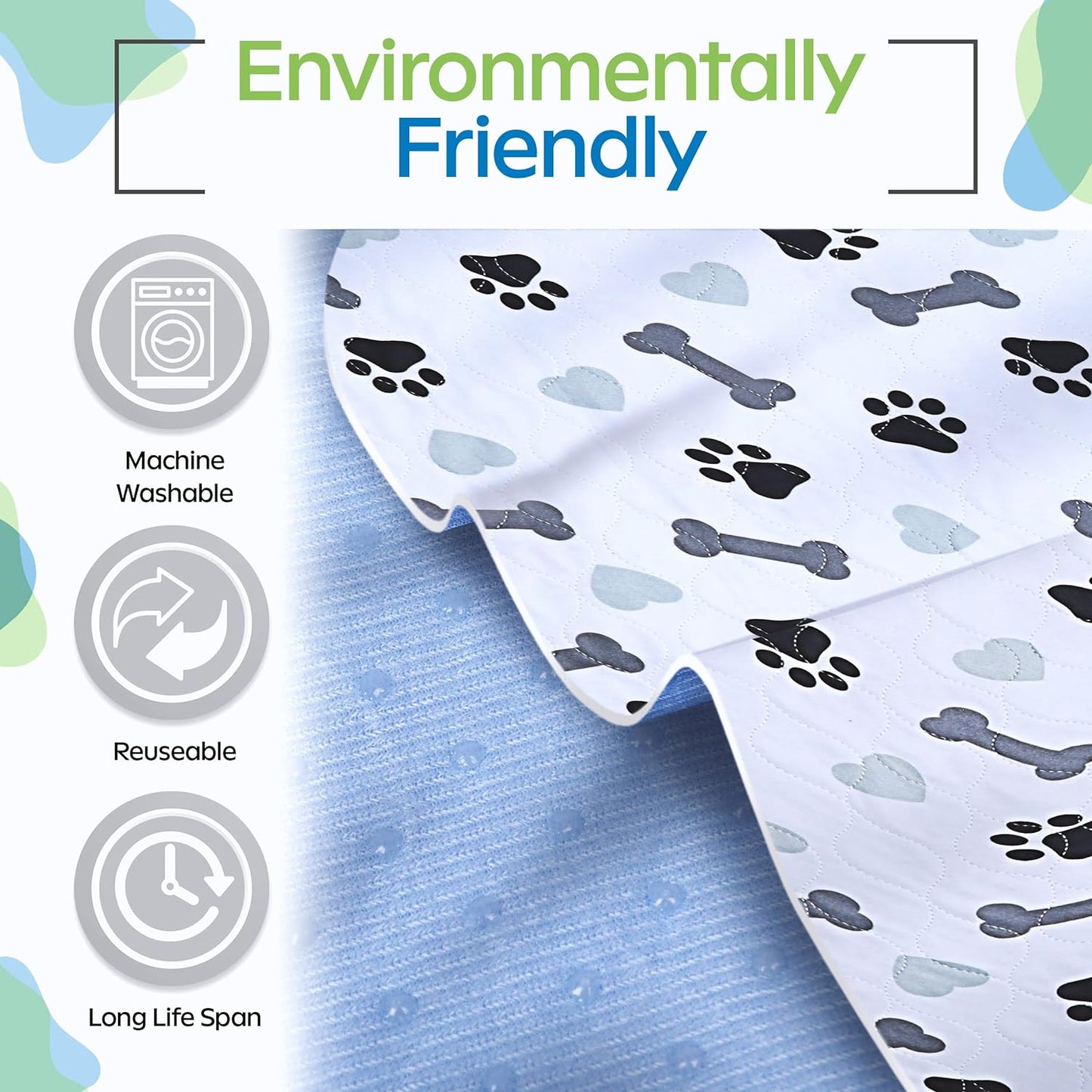 Washable Pee Pads for Dogs - Waterproof Reusable Puppy Pads with Anti-Slip Backing, Pet Training Pad for Puppy Playpen, Crate, Whelping Box, Potty Training (Pack of 2 - 30X34)