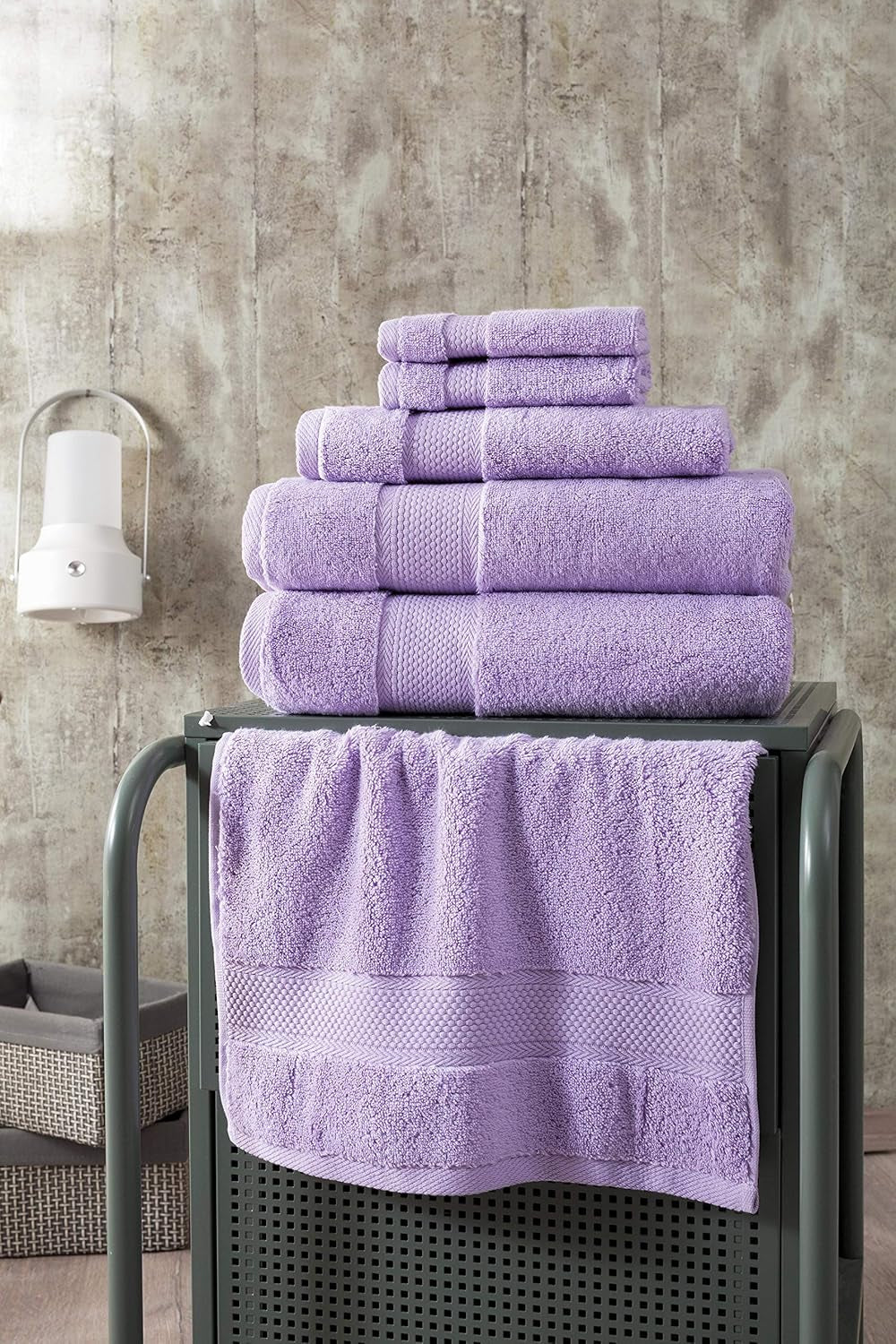 Turkish Towels Luxury Hotel-Spa Towel Set, Non-Gmo 100% Turkish Cotton | Ultra Soft Plush Absorbent Towels (Lavender Purple, 6 Pcs Towel Set)