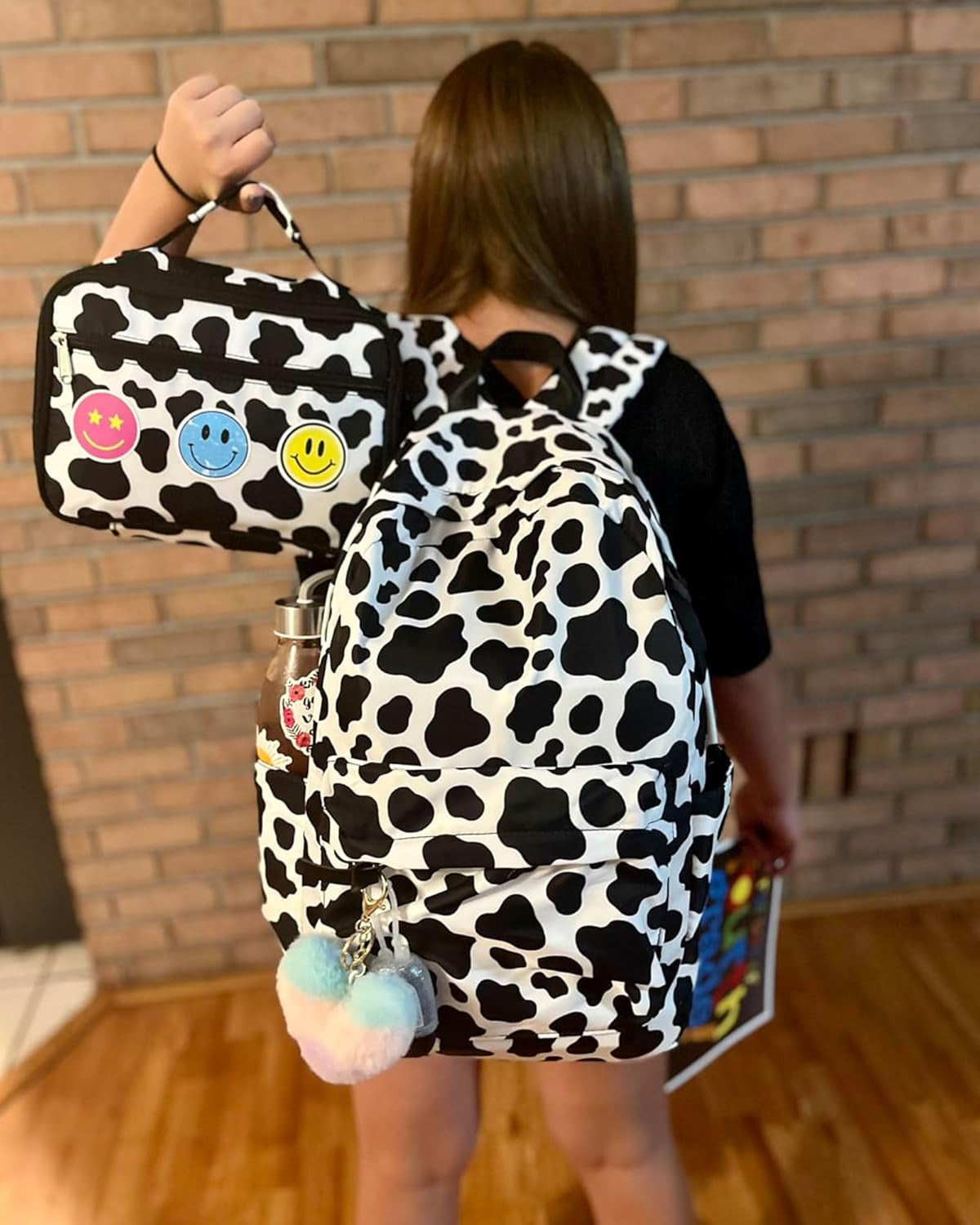 Cow Print Girls Backpack Set for Teens Backpacks School Bookbags with Lunch Bag (Cow Print)