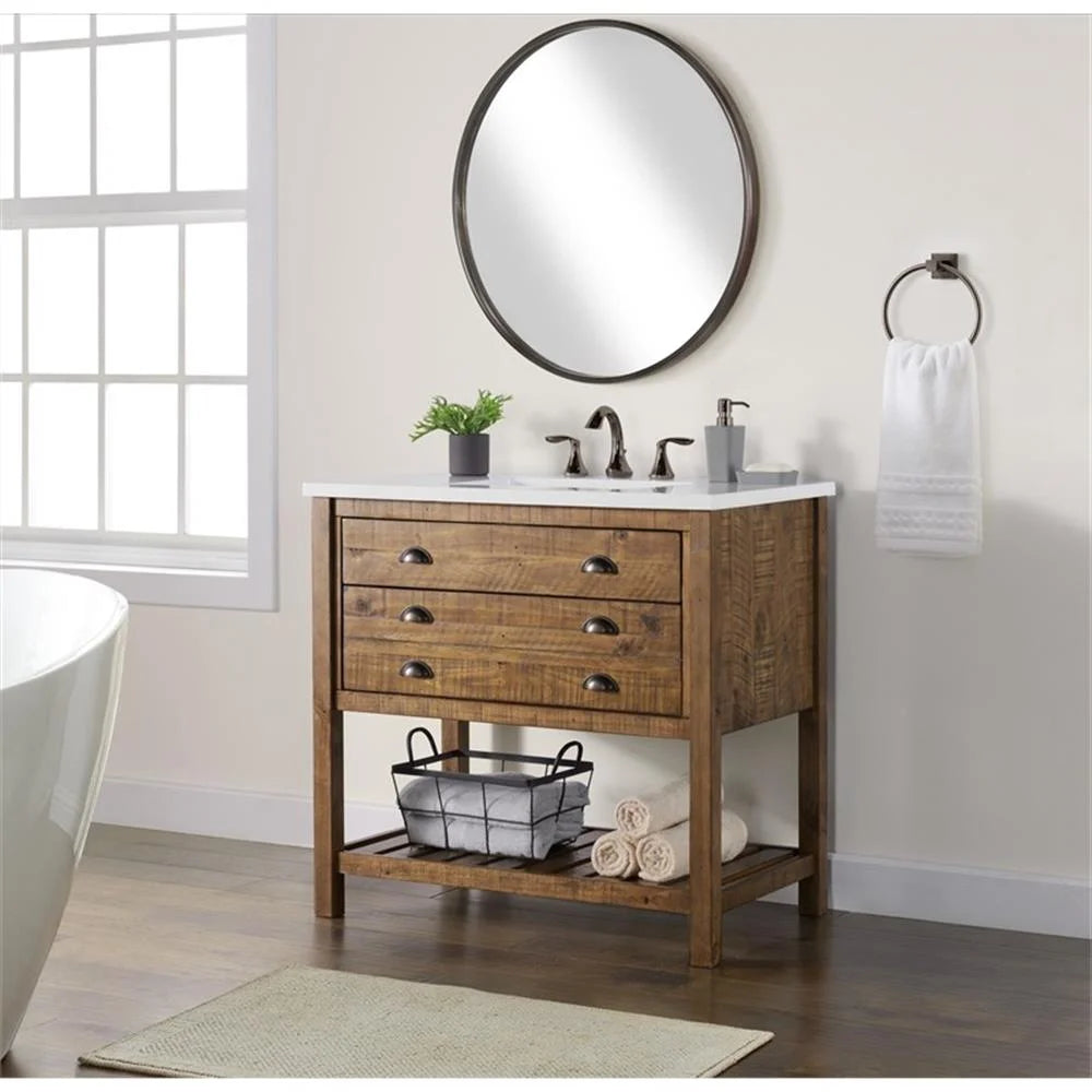 Monterey 37" Wood Single Bathroom Vanity Natural Brown