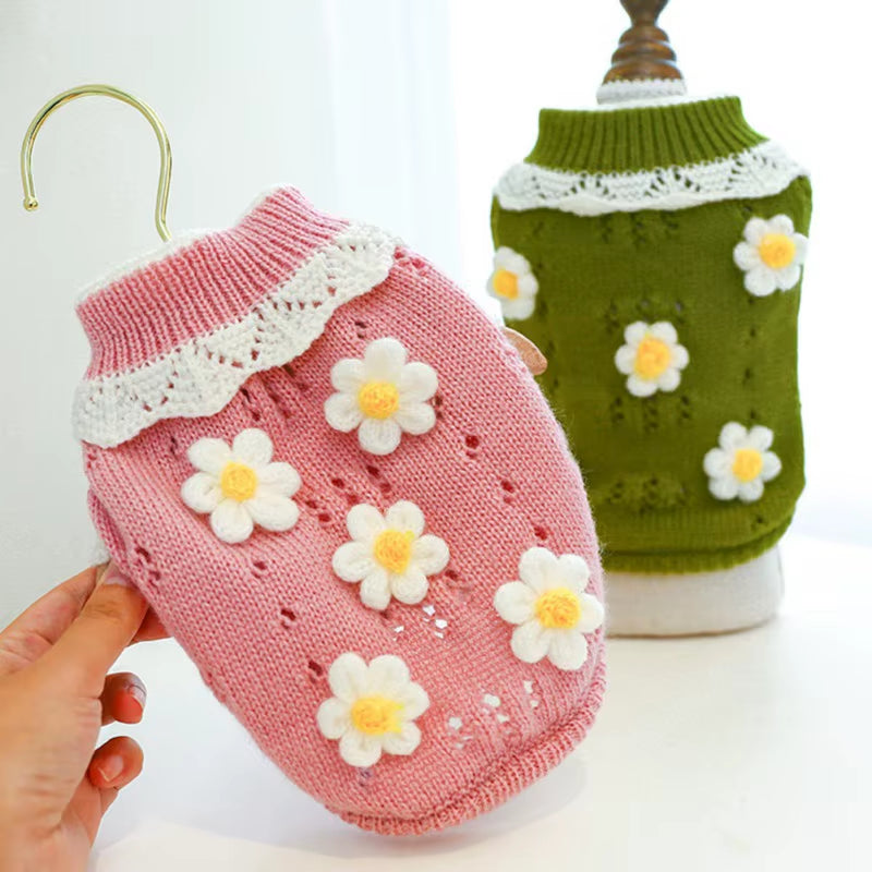 Pet Cute Sweater 3D Classic Flowers Blossoming 2-Legged Knit Clothes for Cold Weather Small Medium Dog Cat New Arrival