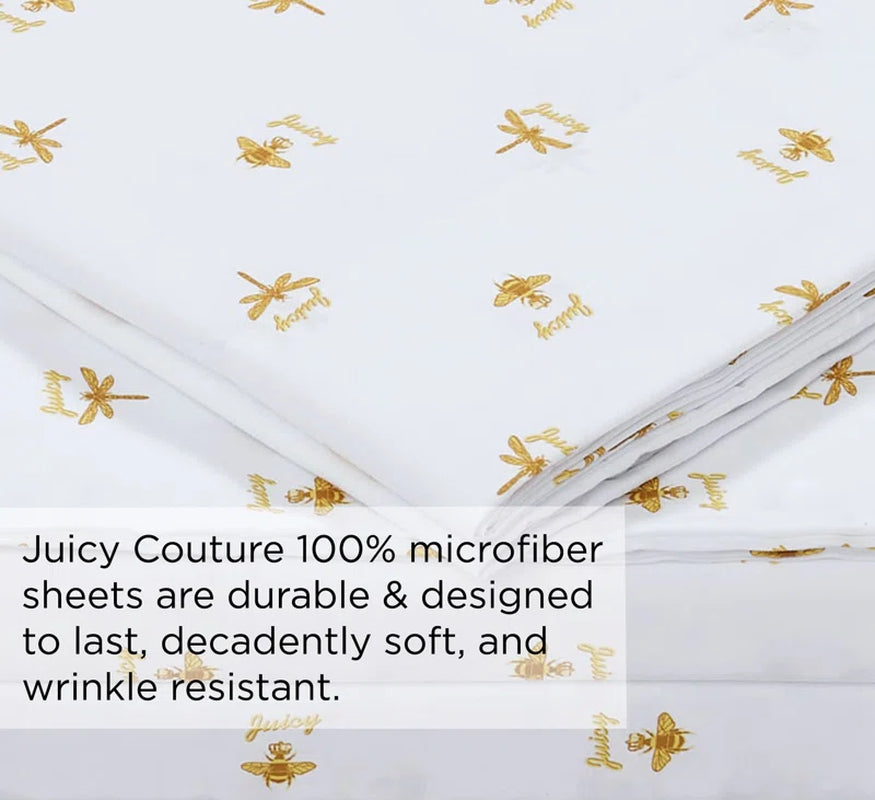 Juicy Couture Bee Design Soft Microfiber Sheet Set