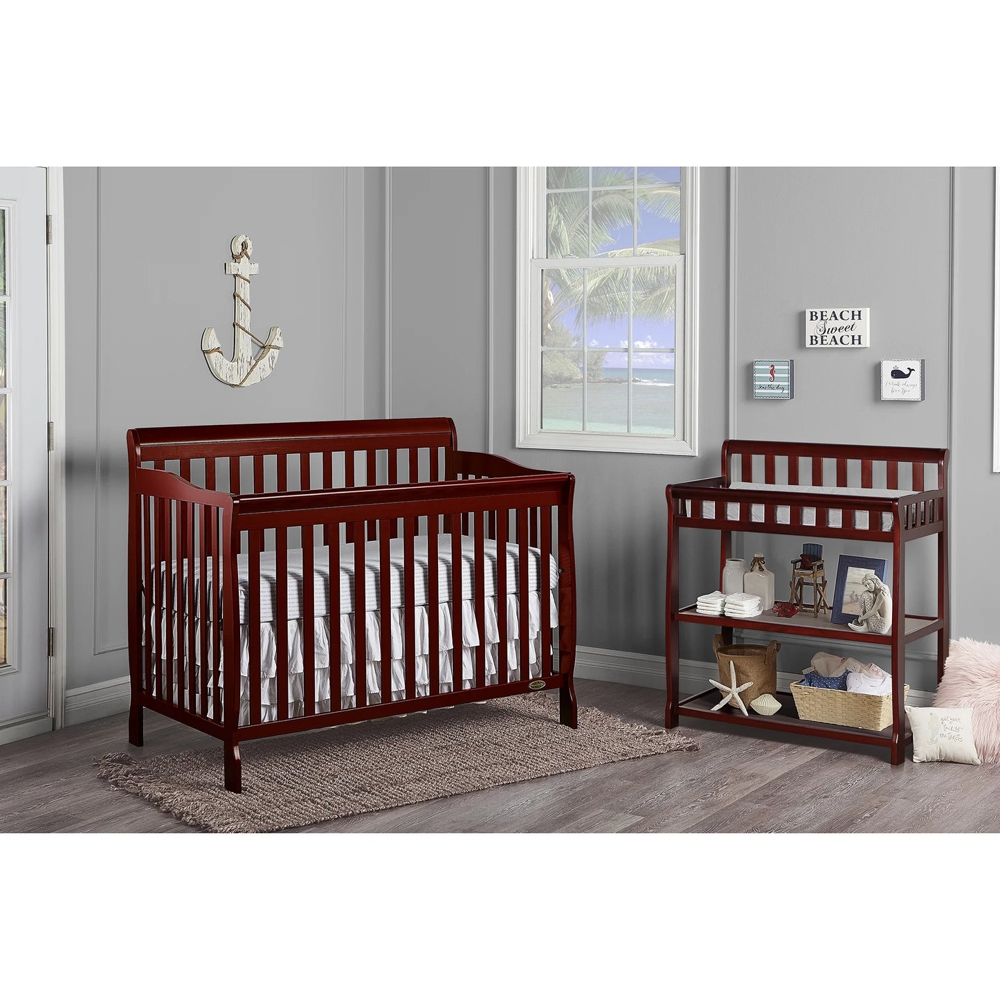 Ashton 5-In-1 Convertible Crib, Cherry, Greenguard Gold and JPMA Certified