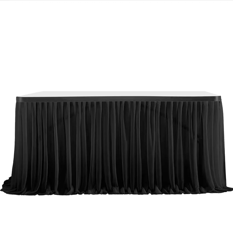6/9FT Party Table Skirt Birthday Pleated Dessert Tablecloth Cover Wedding Festive Table Skirting Baby Shower Home Table Decor