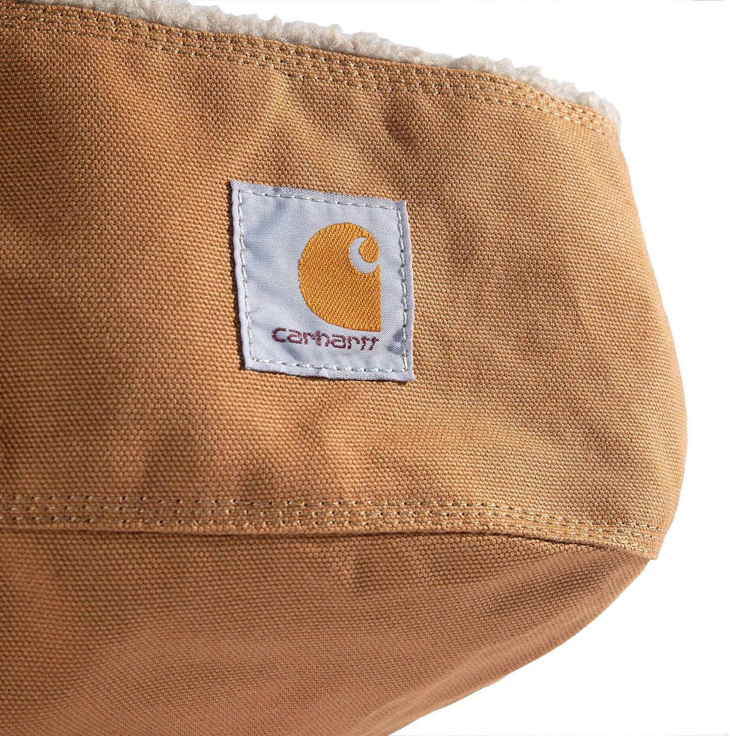 Firm Duck Dog Bed, Durable Canvas Pet Bed with Water-Repellent Shell, Brown with Sherpa Top, Large