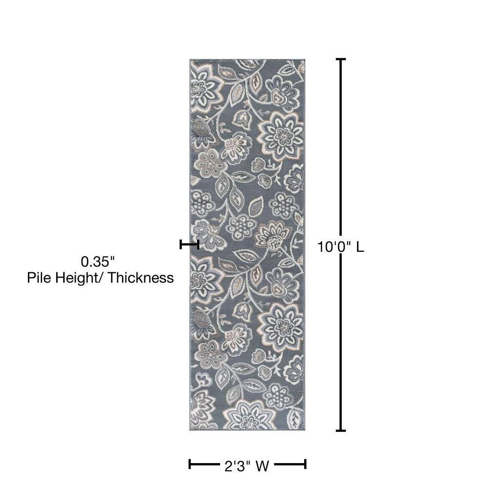 Madison Floral Gray 2 Ft. X 10 Ft. Indoor Runner Rug