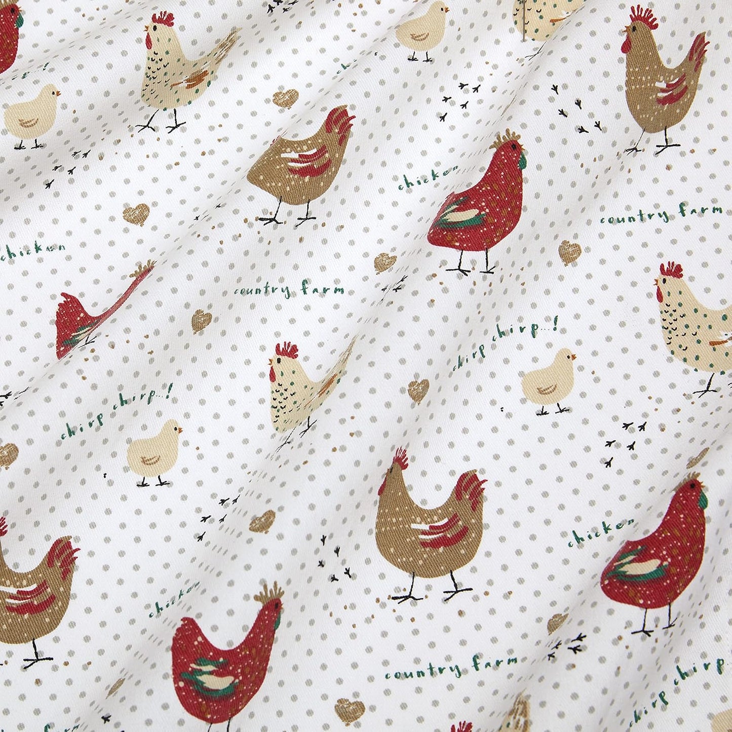 Farmhouse Chicken Fabric Tablecloth 100% Cotton, 52 X 70 Rectangular