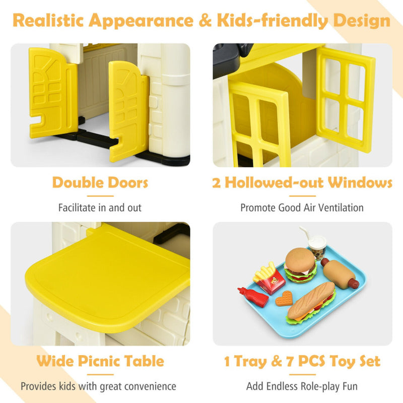 Kid’S Playhouse Pretend Toy House for Boys and Girls 7 Pieces Toy Set