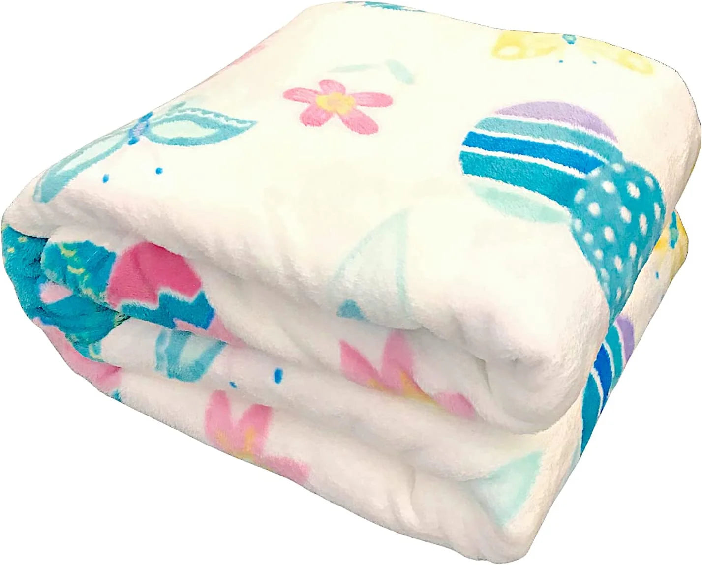 Easter Spring Flowers and Eggs Velvet Fleece Throw Blanket, 50" X 70"