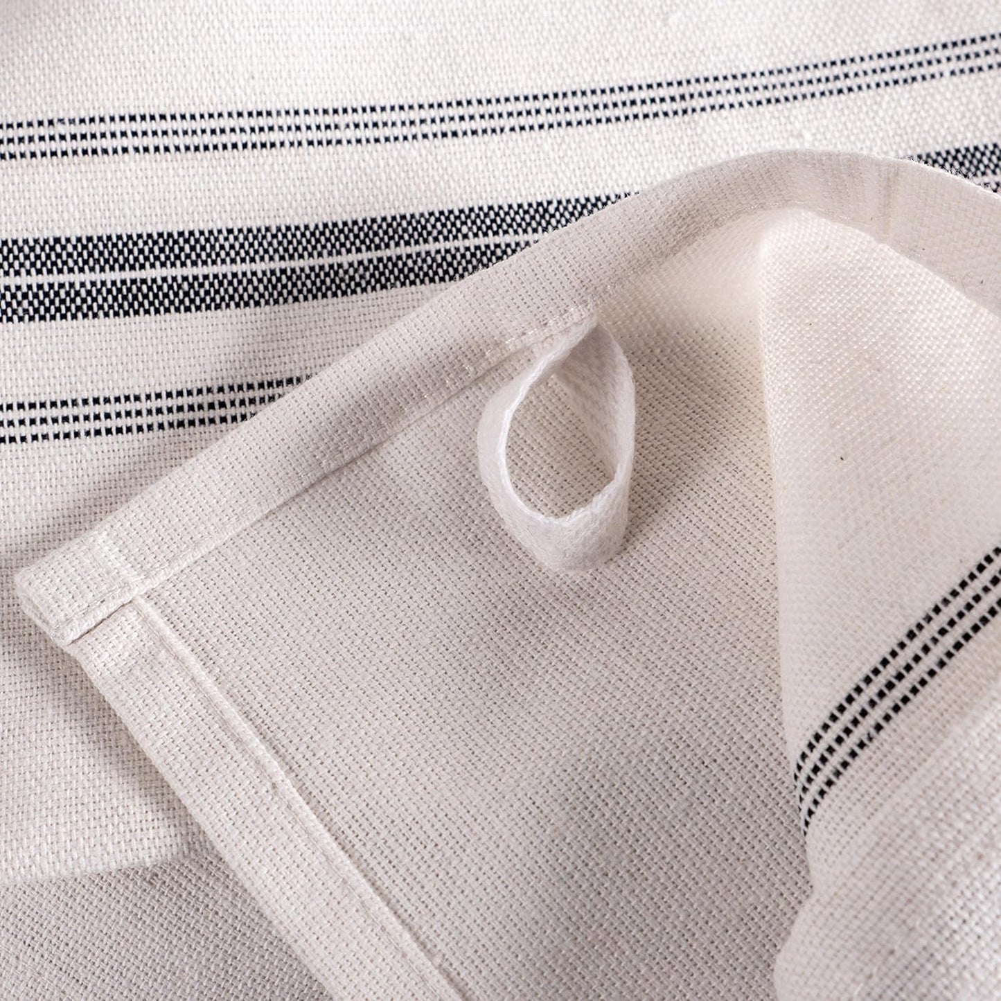 Classic Farmhouse Stripe Kitchen Towels, Pure Cotton Dish Towels, Towel Dish Cloths for Cooking, Cleaning, and Dining, Set of 12, Charcoal