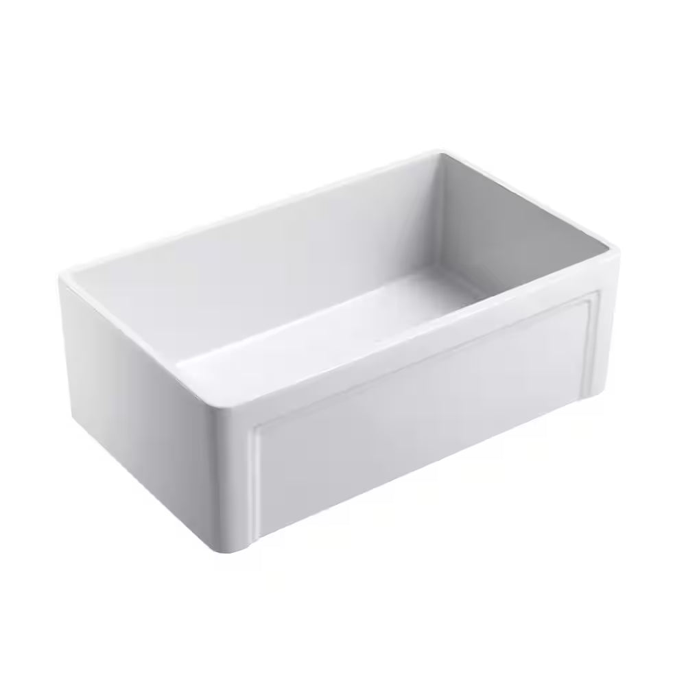 Olde London Farmhouse Fireclay 33 In. Single Bowl Kitchen Sink with Grid with Grid and Strainer