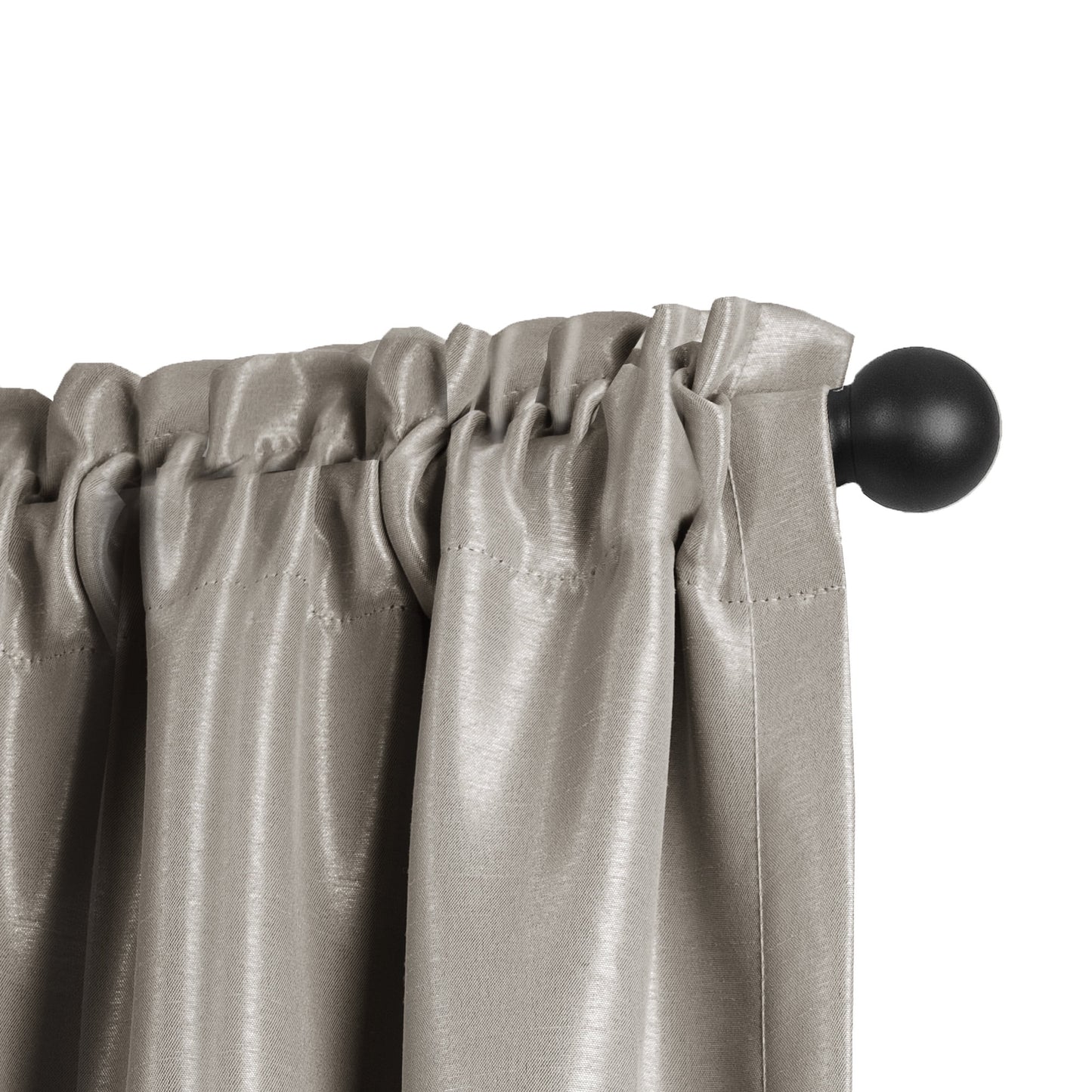 No Measuring Easy Install Cafe Window Rod, 18"-48", with Ball Finials, Black