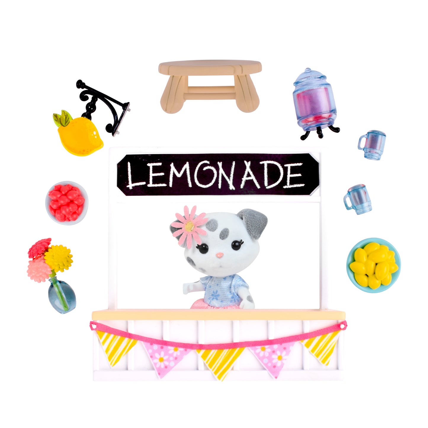 Sweet & Sour Lemonade Stand Playset with Dog Figure, 9 Piece, Ages 3+
